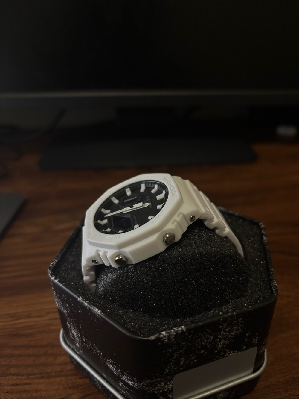 G-Shock White Case Watch with Black Dial - Men Accessories
